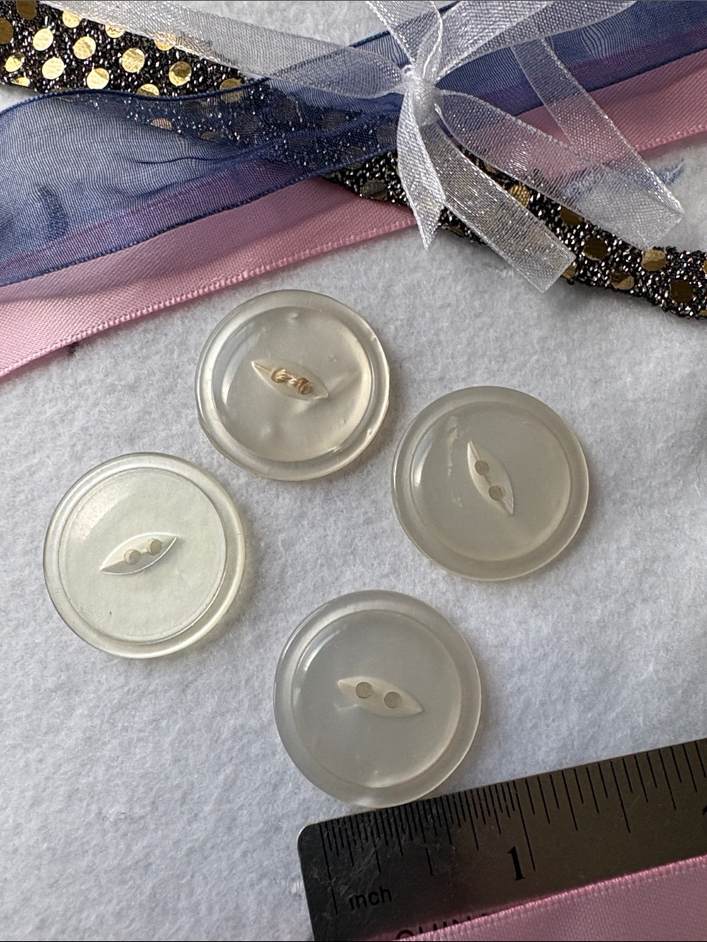 Set of 4 Vintage Translucent Round Buttons